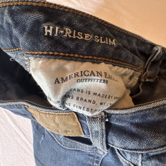 American Eagle Stretch Distressed Hi-Rise Slim Jeans Sz 0 X-Long 34" Inseam - Picture 6 of 11